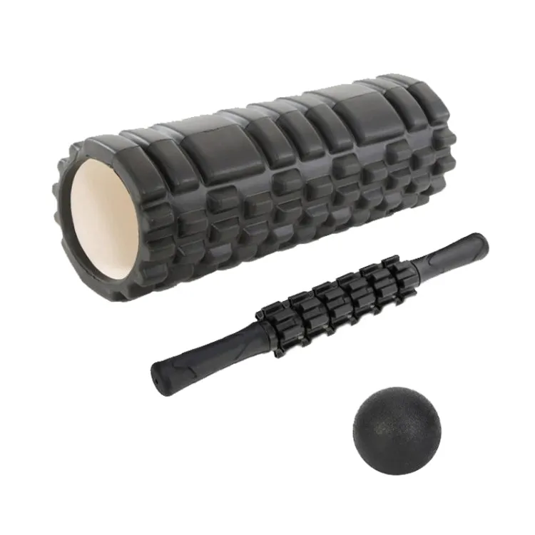 45cm 3pcs/set EVA Hollow Foam Roller Muscle Relaxation Roller Yoga Column Set Fitness Equipment(Black)