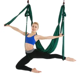 6 Handles Bodybuilding Handstand Inelasticity Aerial Yoga Hammock(Dark Green)