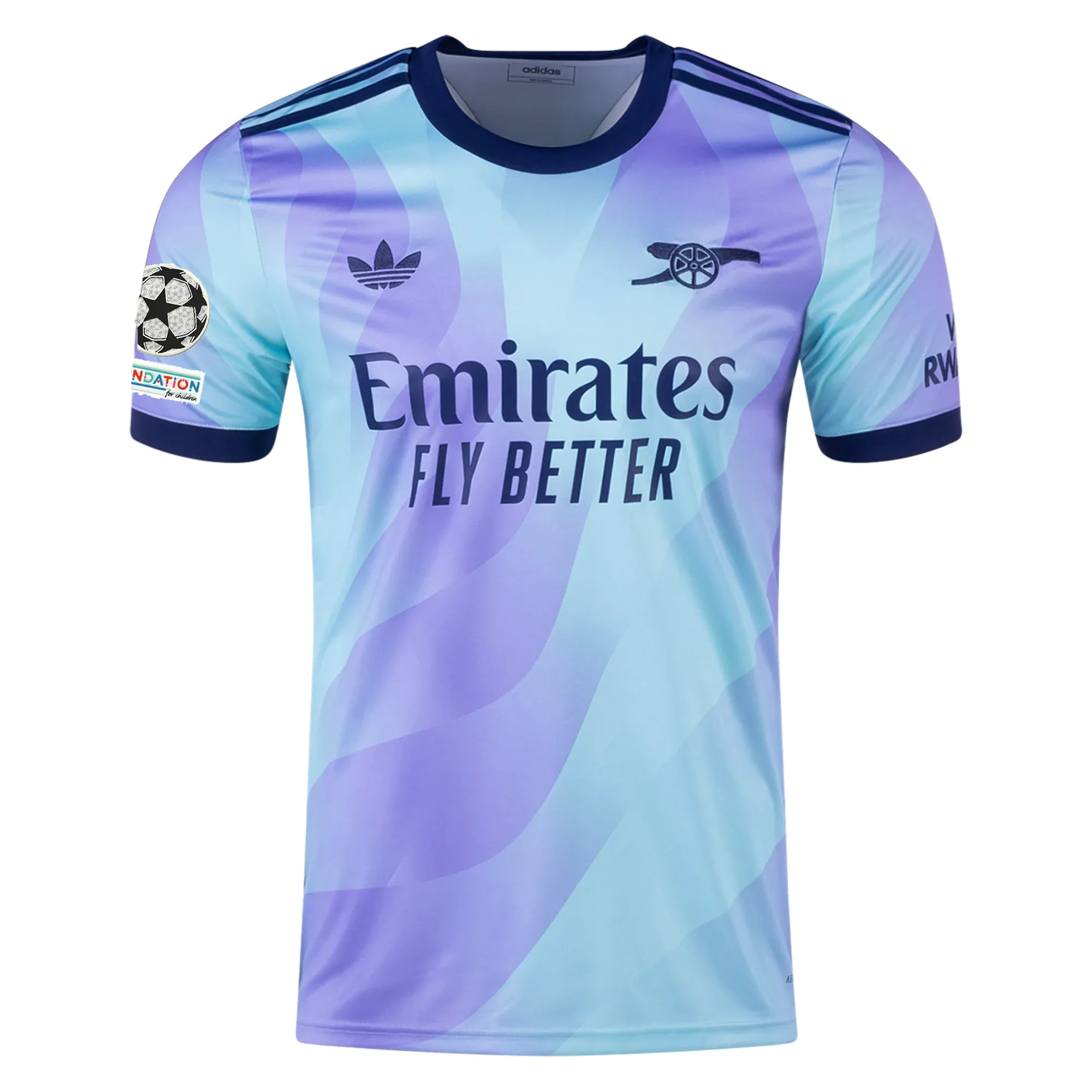 adidas Arsenal Bukayo Saka Third Jersey w/ Champions League Patches 24/25 (Clear Aqua/Light Flash Purple)