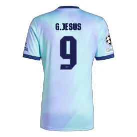 adidas Arsenal Gabriel Jesus Third Jersey w/ Champions League Patches 24/25 (Clear Aqua/Light Flash Purple)