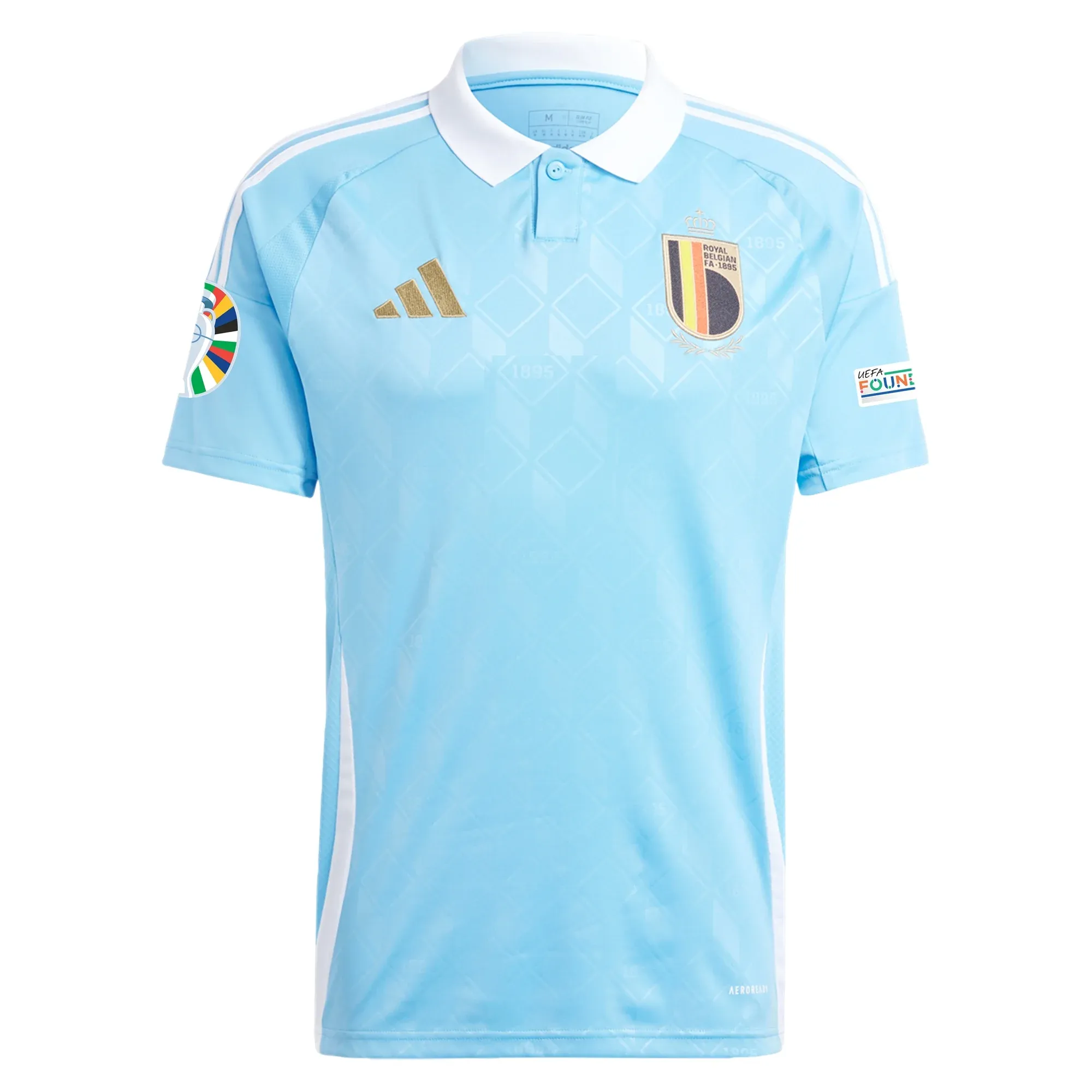 adidas Belgium Away Jersey w/ Euro 2024 Patches 24/25 (Semi Blue Burst)