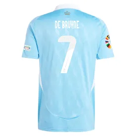 adidas Belgium Kevin De Bruyne Away Jersey w/ Euro 2024 Patches 24/25 (Semi Blue Burst)