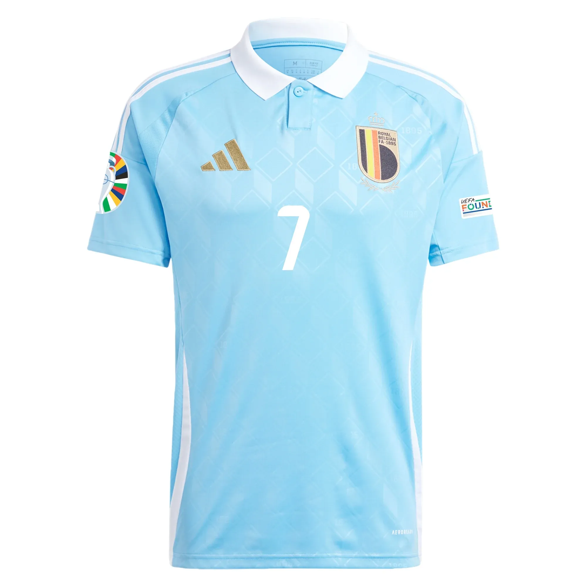 adidas Belgium Kevin De Bruyne Away Jersey w/ Euro 2024 Patches 24/25 (Semi Blue Burst)