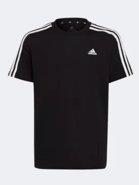 Adidas Essentials 3 Stripes Kids Unisex Sportswear T-Shirt Black/White