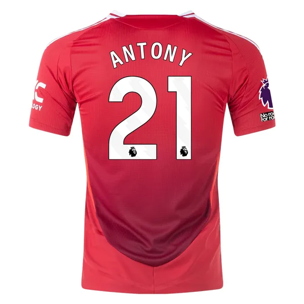 adidas Manchester United Authentic Antony Home Jersey w/ EPL   No Room For Racism Patches 24/25 (MUFC Red/Bright Red)