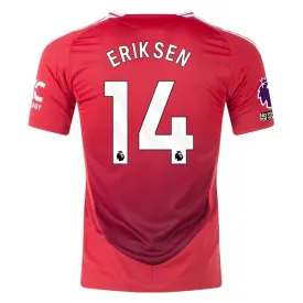 adidas Manchester United Authentic Chirstian Eriksen Home Jersey w/ EPL   No Room For Racism Patches 24/25 (MUFC Red/Bright Red)