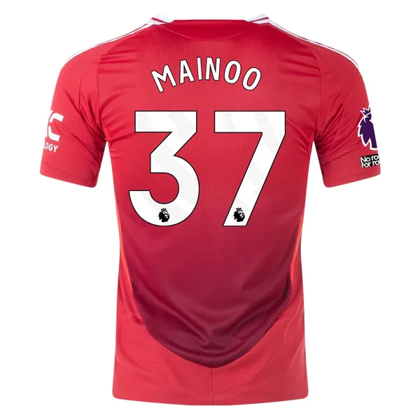 adidas Manchester United Authentic Kobbie Mainoo Home Jersey w/ EPL   No Room For Racism Patches 24/25 (MUFC Red/Bright Red)