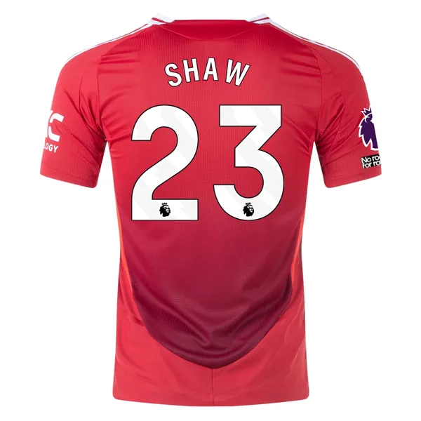 adidas Manchester United Authentic Luke Shaw Home Jersey w/ EPL   No Room For Racism Patches 24/25 (MUFC Red/Bright Red)