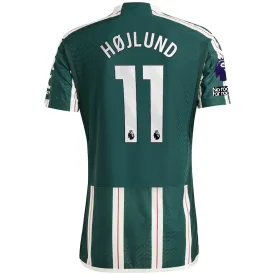 adidas Manchester United Authentic Rasmus Højlund Away Jersey w/ EPL   No Room For Racism Patches 23/24 (Green Night/Core White/Active Maroon)