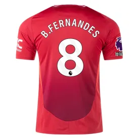 adidas Manchester United Bruno Fernandes Home Jersey w/ EPL   No Room For Racism 24/25 (MUFC Red)