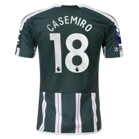 adidas Manchester United Casemiro Away Jersey w/ EPL   No Room For Racism Patches 23/24 (Green Night/Core White)