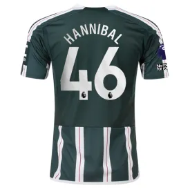 adidas Manchester United Hannibal Mejbri Away Jersey w/ EPL   No Room For Racism Patches 23/24 (Green Night/Core White)