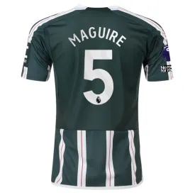 adidas Manchester United Harry Maguire Away Jersey w/ EPL   No Room For Racism Patches 23/24 (Green Night/Core White)