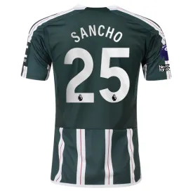 adidas Manchester United Jadon Sancho Away Jersey w/ EPL   No Room For Racism Patches 23/24 (Green Night/Core White)