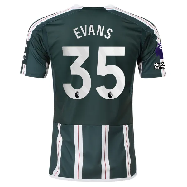 adidas Manchester United Johnny Evans Away Jersey w/ EPL   No Room For Racism Patches 23/24 (Green Night/Core White)