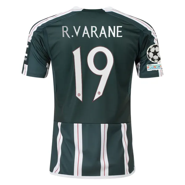 adidas Manchester United Raphael Varane Away Jersey w/ Champions League Patches 23/24 (Green Night/Core White)