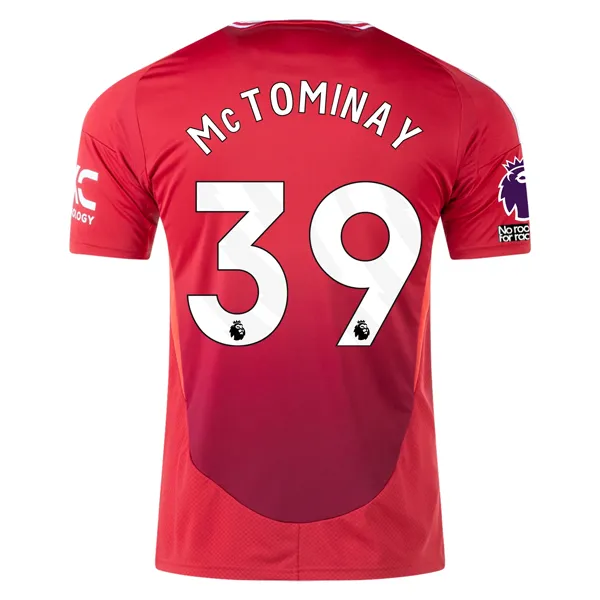 adidas Manchester United Scott McTominay Home Jersey w/ EPL   No Room For Racism 24/25 (MUFC Red)