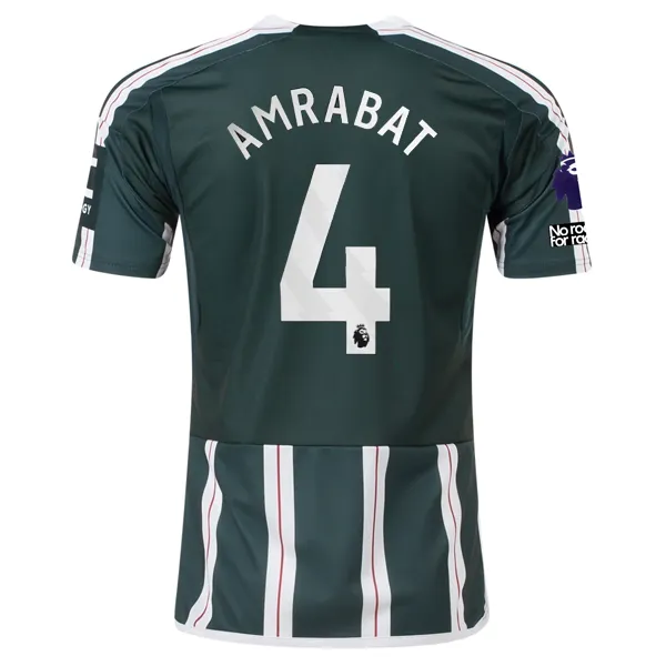 adidas Manchester United Sofyan Amrabat Away Jersey w/ EPL   No Room For Racism Patches 23/24 (Green Night/Core White)