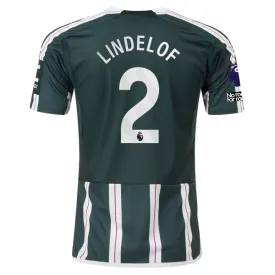 adidas Manchester United Victor Lindelof Away Jersey w/ EPL   No Room For Racism Patches 23/24 (Green Night/Core White)