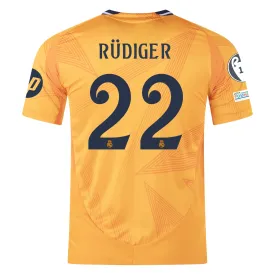 adidas Real Madrid Authentic Antonio Rudiger Away Jersey w/ Champions League Patches 24/25 (Crew Orange)