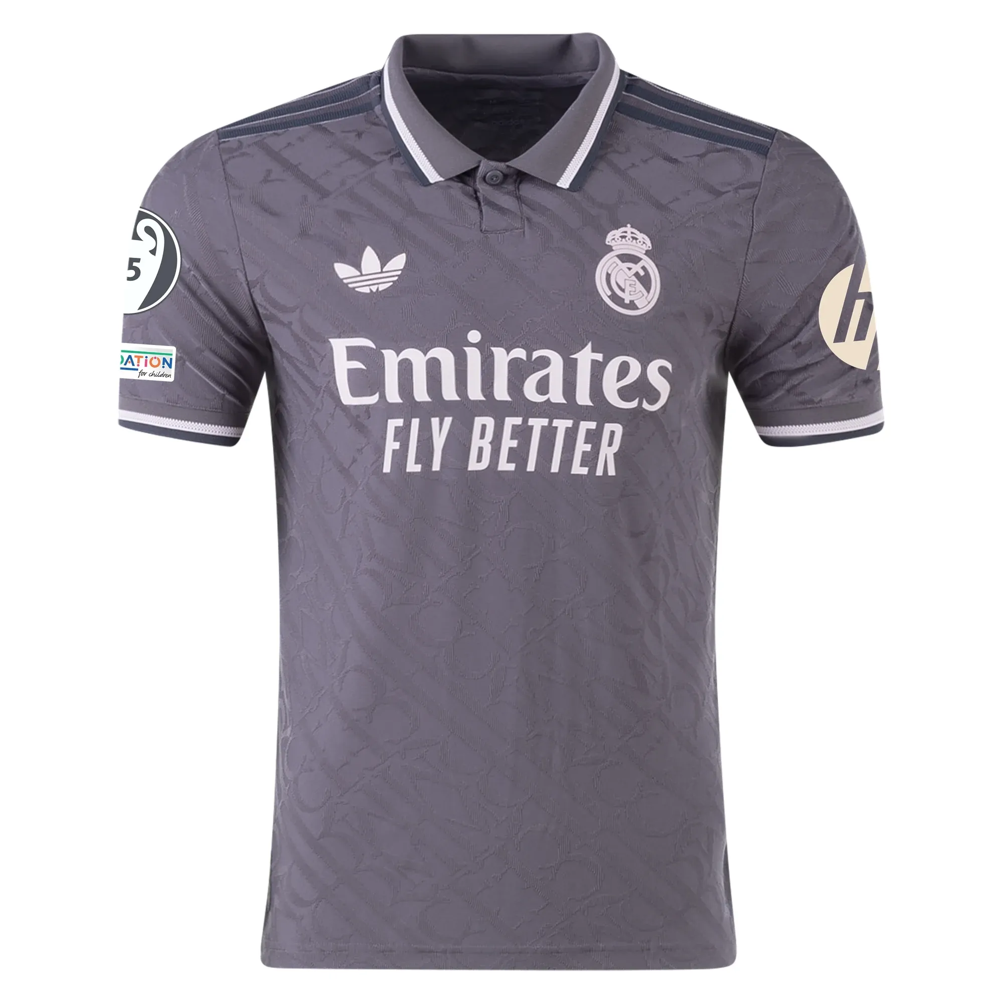 adidas Real Madrid Authentic Brahim Diaz Third Jersey w/ Champions League Patches 24/25 (Charcoal)