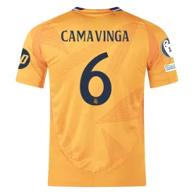 adidas Real Madrid Authentic Eduardo Camavinga Away Jersey w/ Champions League Patches 24/25 (Crew Orange)