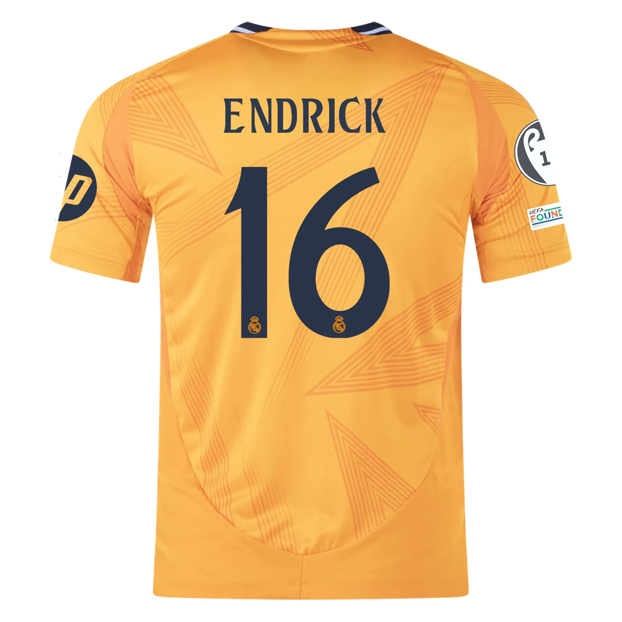 adidas Real Madrid Authentic Endrick Away Jersey w/ Champions League Patches 24/25 (Crew Orange)