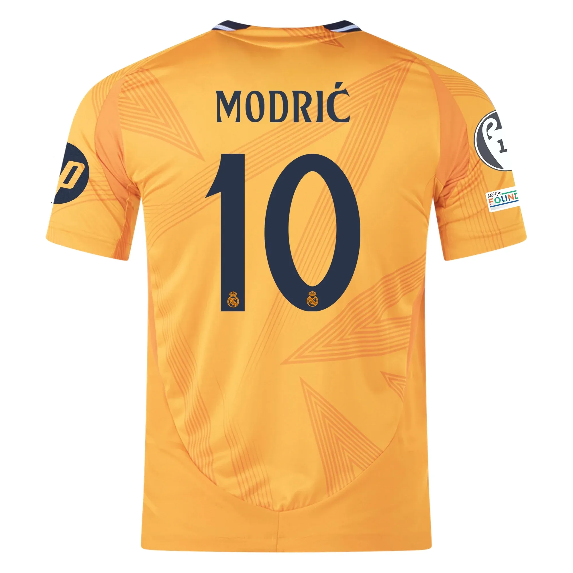 adidas Real Madrid Authentic Luka Modric Away Jersey w/ Champions League Patches 24/25 (Crew Orange)