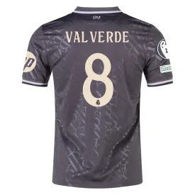 adidas Real Madrid Federico Valverde Third Jersey w/ Champions League Patches   HP Sponsor 24/25 (Charcoal)