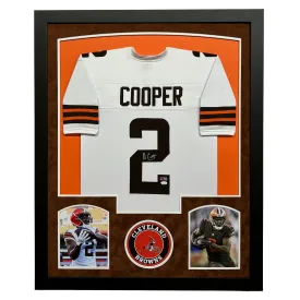 Amari Cooper Signed Cleveland White Custom Suede Matte Framed Football Jersey