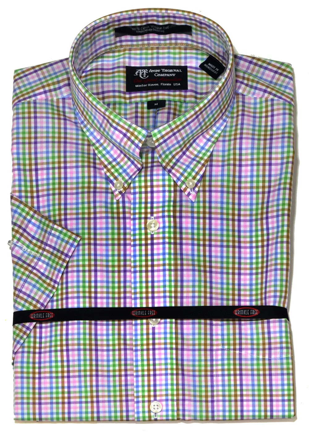 Andy Thornal Men's Woven Short Sleeve Wrinkle Free Button Down Sport Shirt #213100-97