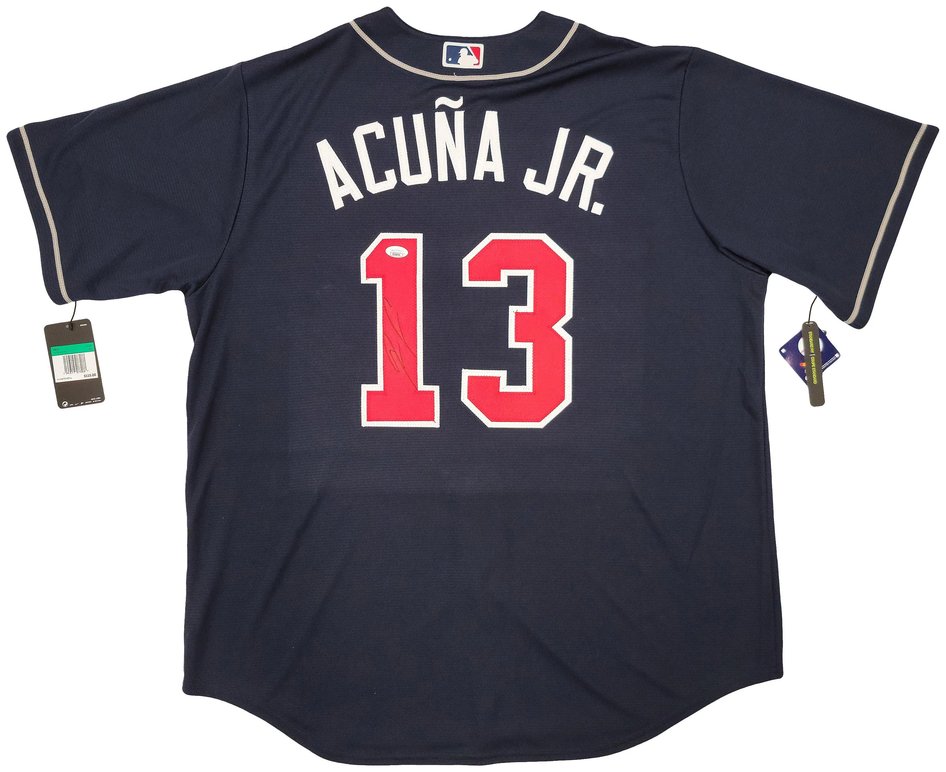 Atlanta Braves Ronald Acuna Jr. Autographed Blue Nike Jersey Size XL JSA Stock #205684