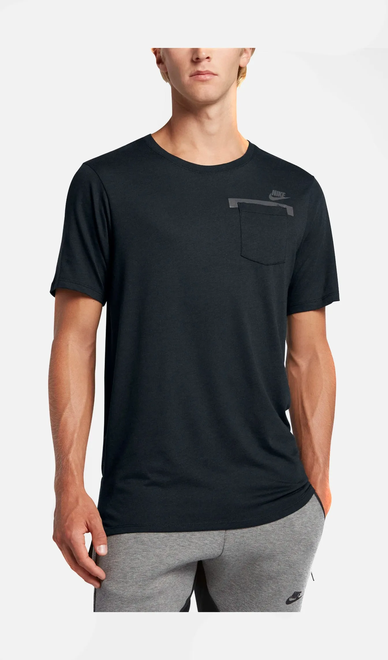 Badlands Pocket Drop Hem Mens T-Shirt (Black)