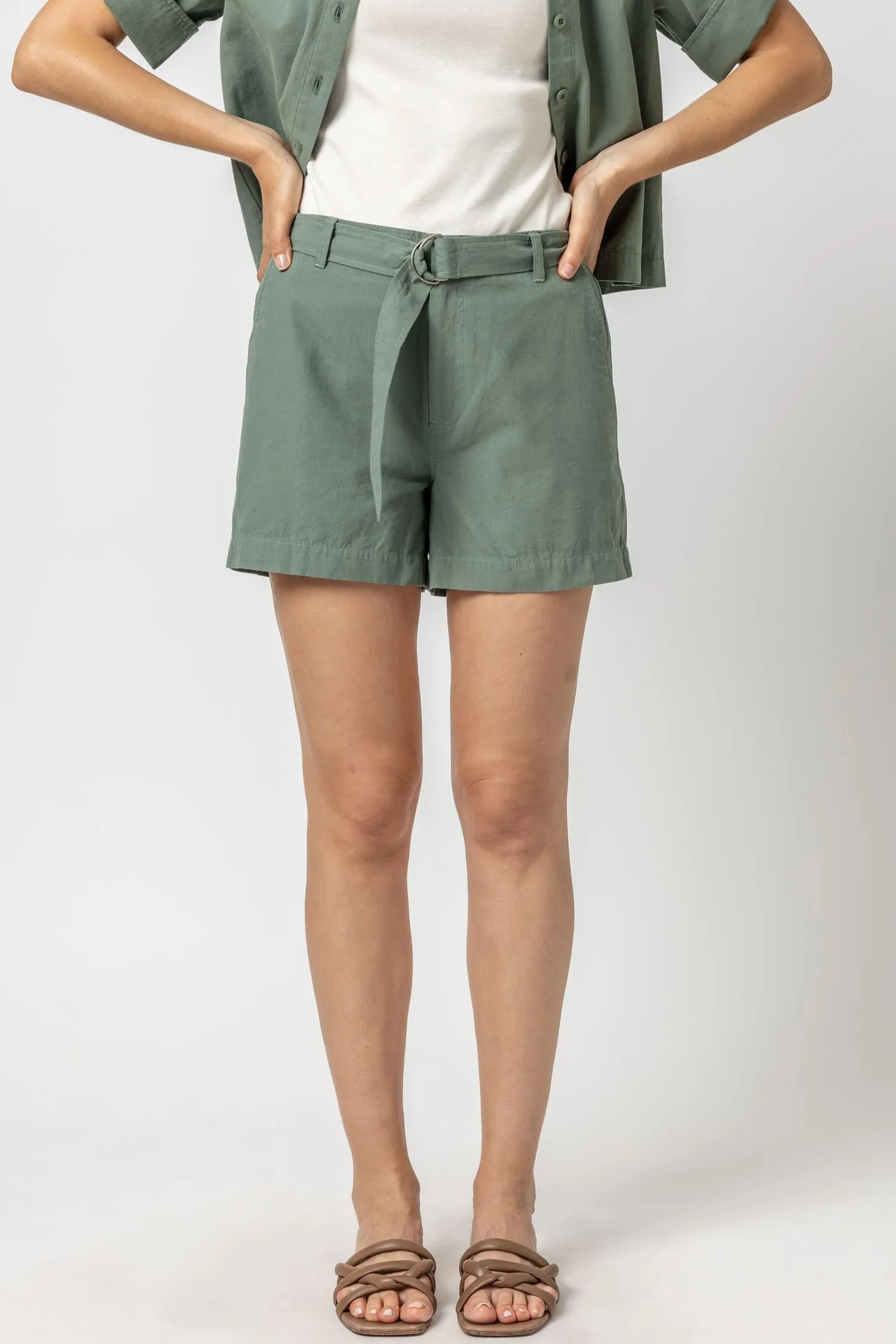 Belted Canvas Shorts