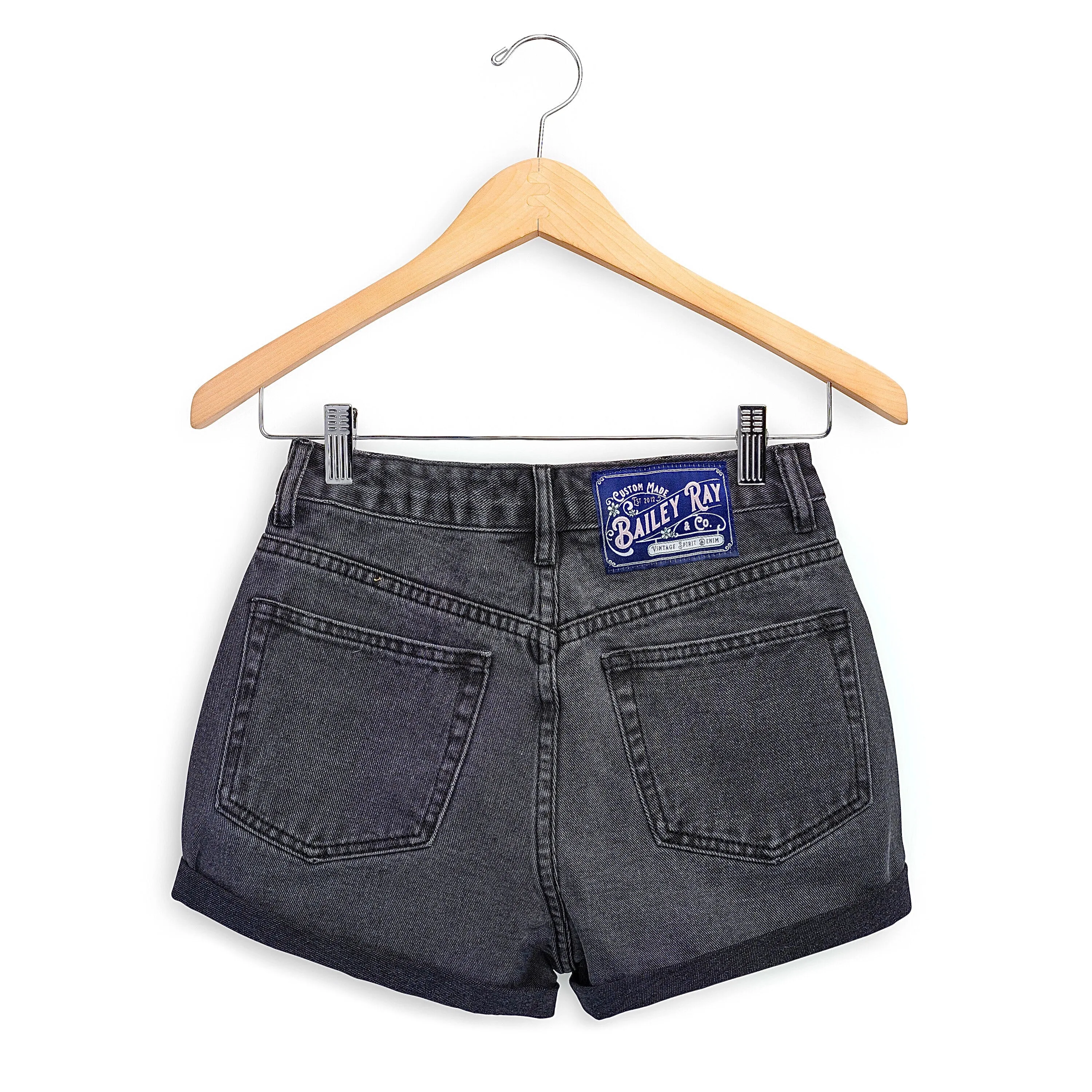 Black High Waisted Denim Shorts  - The Moody