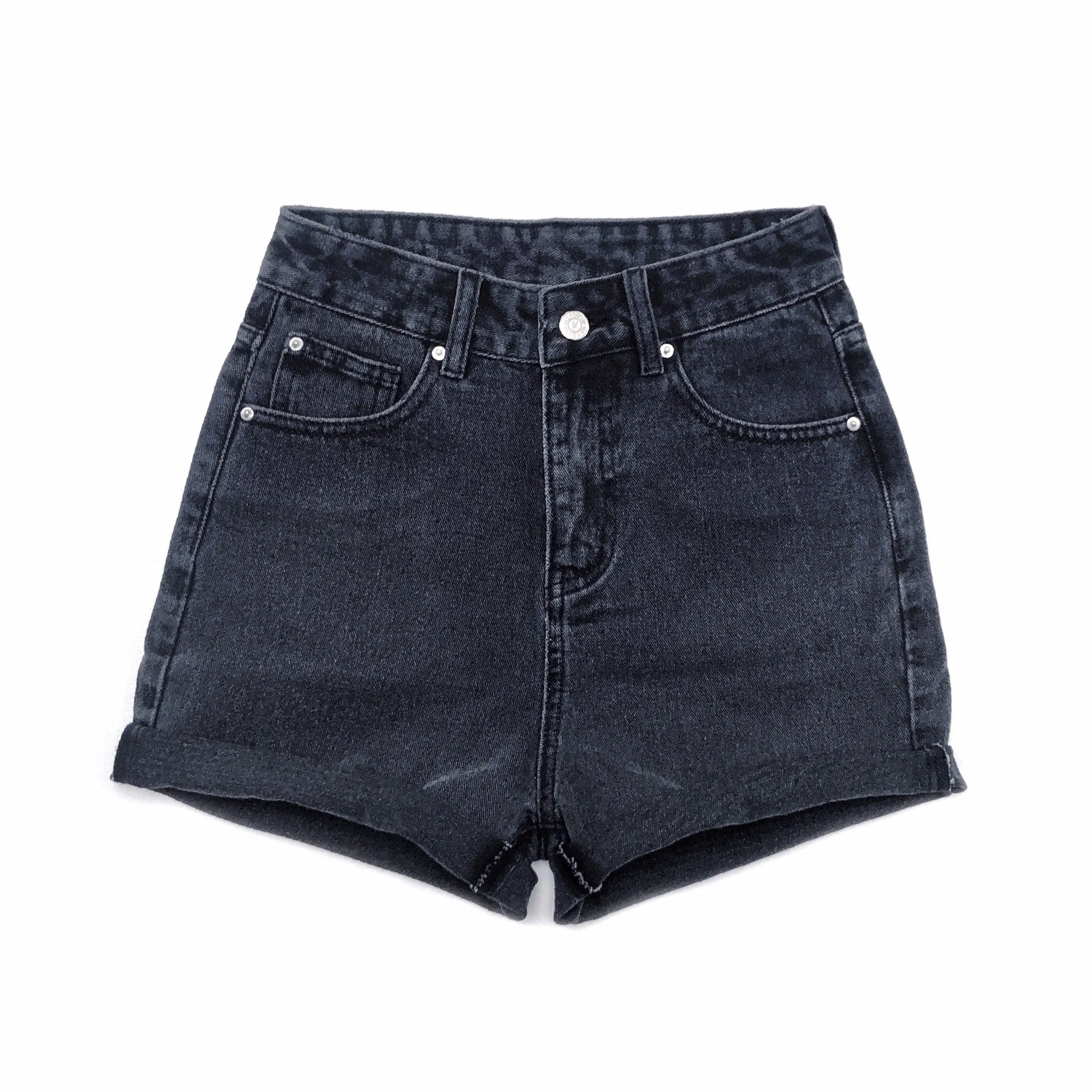 Black High Waisted Denim Shorts  - The Moody