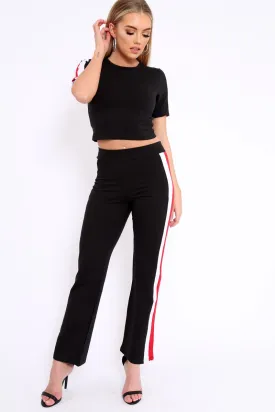 Black with Red and White Side Stripe Co-ord - Farris