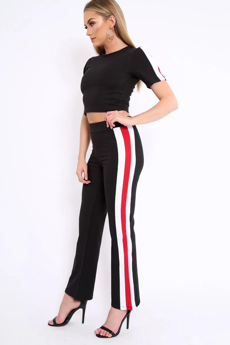 Black with Red and White Side Stripe Co-ord - Farris