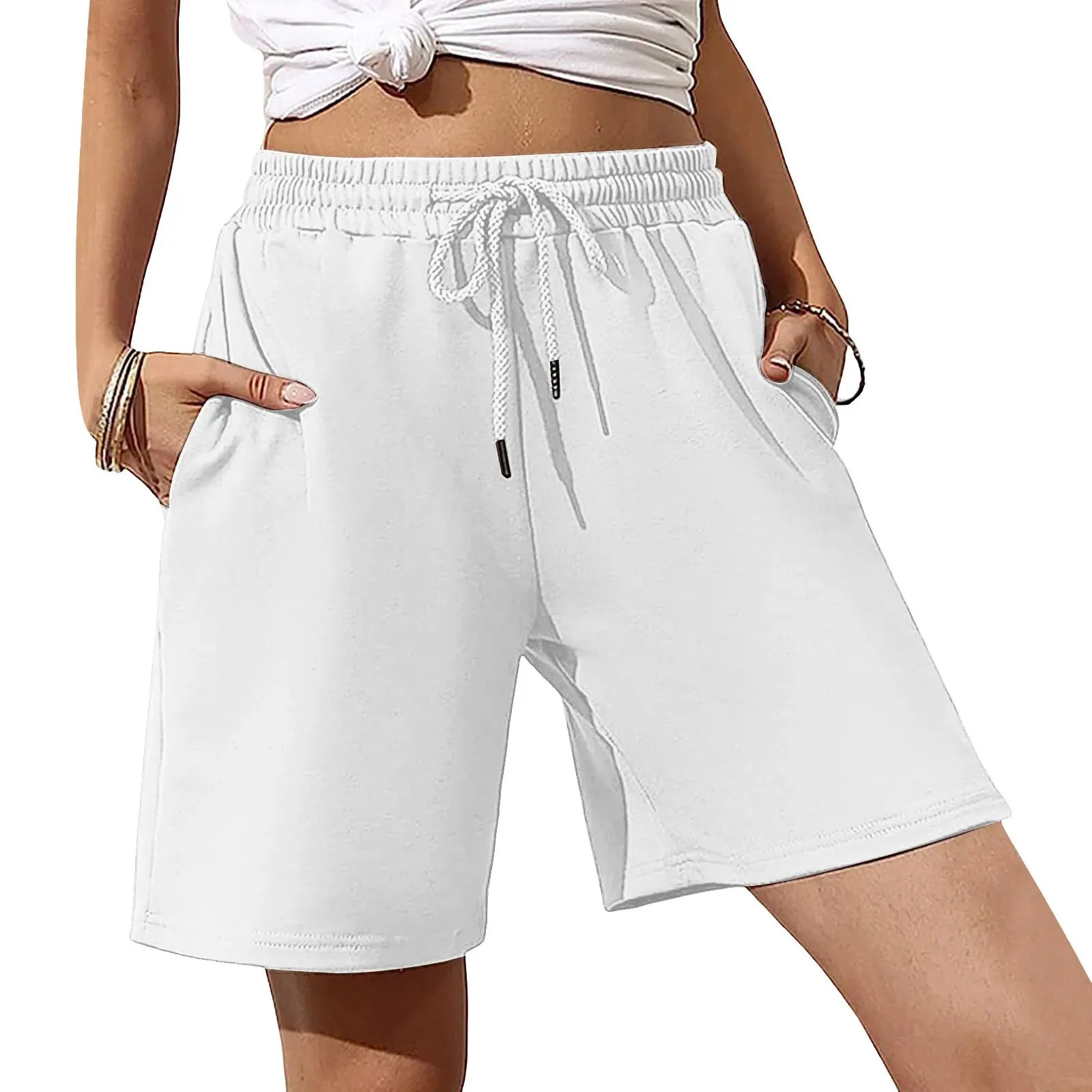 Casual Shorts For Women 2024 Summer New European American Loose High Waist Wide Leg Shorts