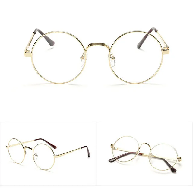 Chic Eyeglasses Retro Big Round Metal Frame Clear Lens Glasses Nerd Spectacles-448E