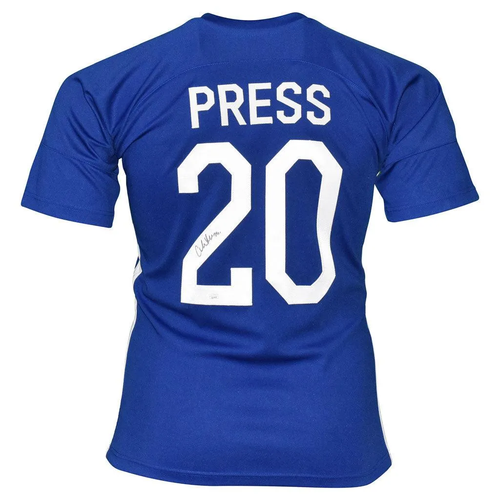 Christen Press Signed USA Olympic Blue Soccer Jersey (JSA)