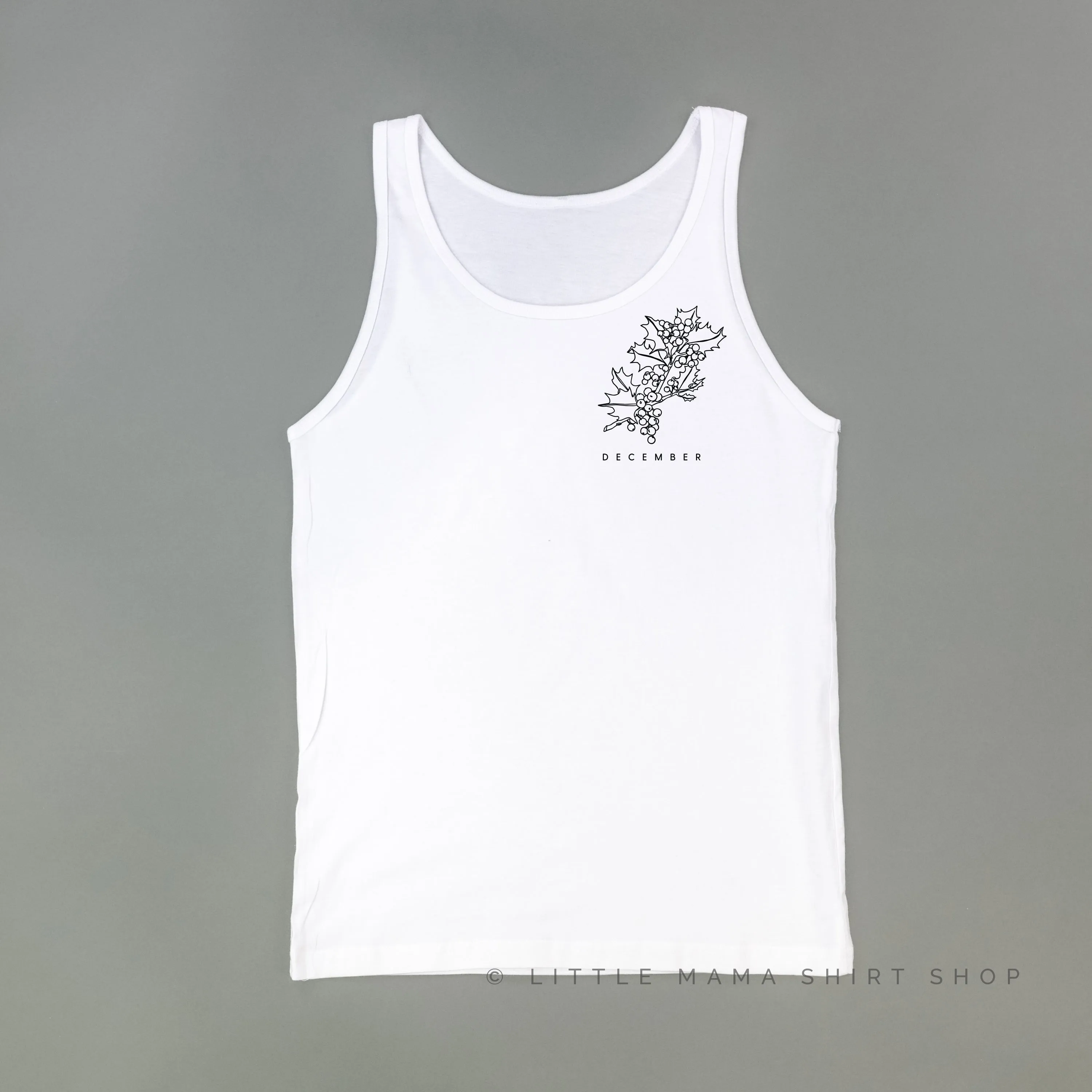 DECEMBER BIRTH FLOWER - Holly - pocket - Unisex Jersey Tank