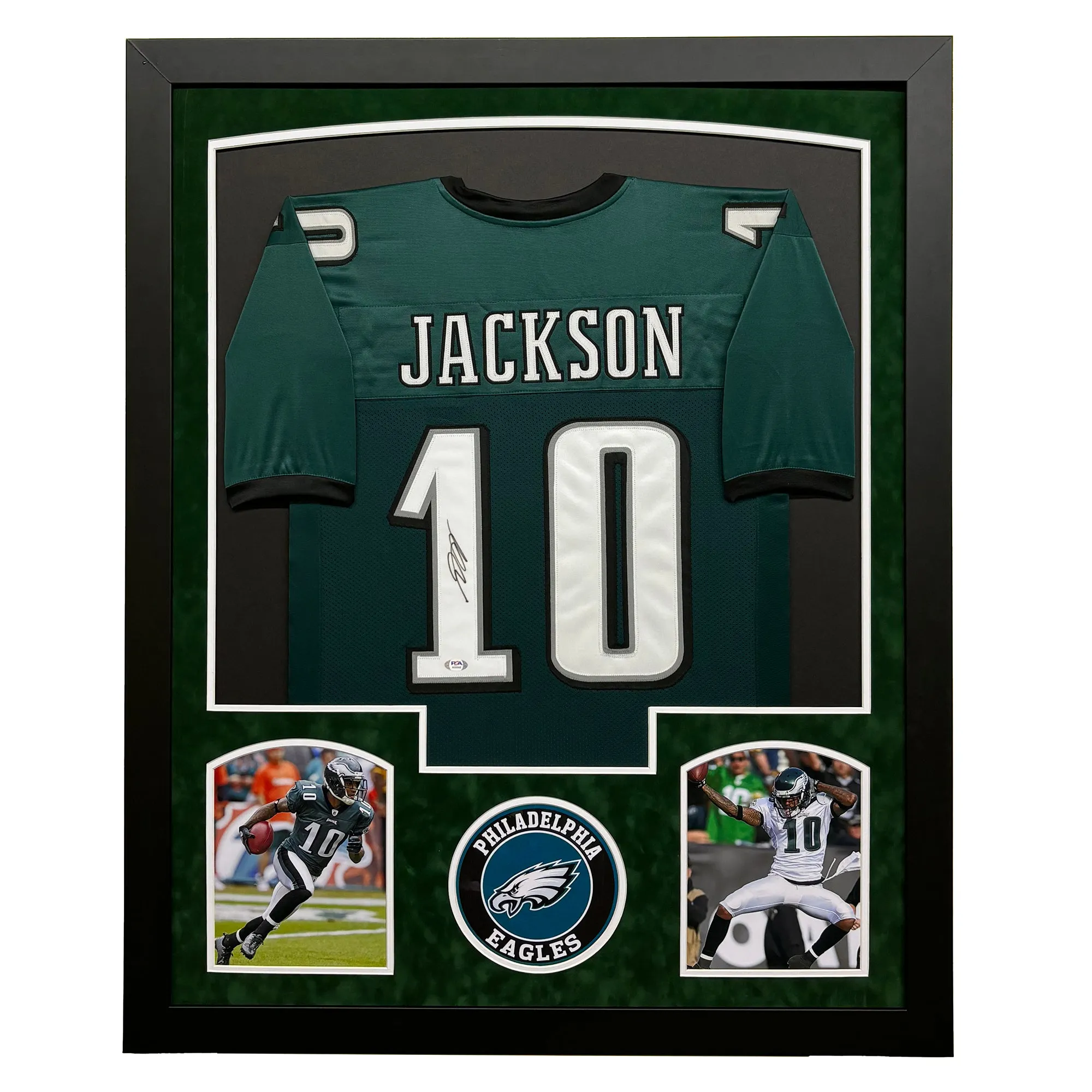 DeSean Jackson Signed Philadelphia Green Custom Suede Matte Framed Football Jersey