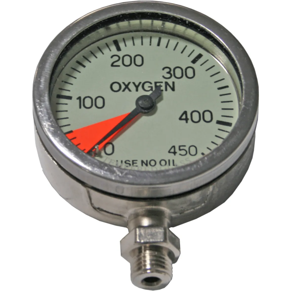 DIRZONE 63mm Naked Pressure Gauge - Nickel OXYGEN 0-400bar