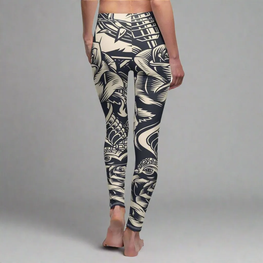 Eerie Coffee Company-Women's Leggings-Tattoo Print-(AOP)