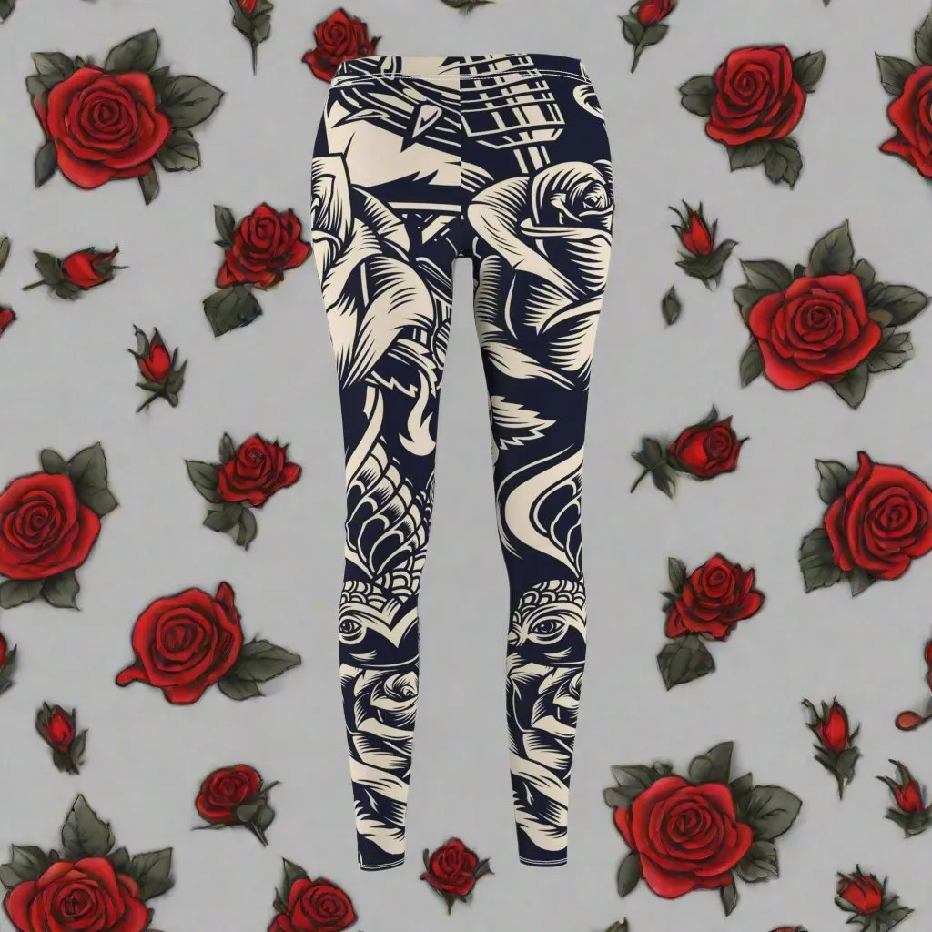 Eerie Coffee Company-Women's Leggings-Tattoo Print-(AOP)