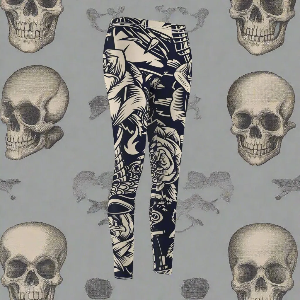 Eerie Coffee Company-Women's Leggings-Tattoo Print-(AOP)