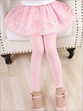 Girls Lace Tutu Bow Skirt Leggings