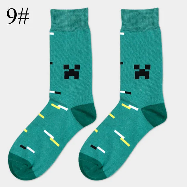 High Quality 1 Pair of Spring Summer Men Colored Striped Cotton Socks Art Jacquard Socks Hit Color Long Dot Happy Socks