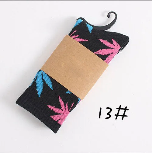 High Quality Harajuku Style Weed Socks For Women Men's Hip Hop Cotton Skateboard Sock Man WZ001